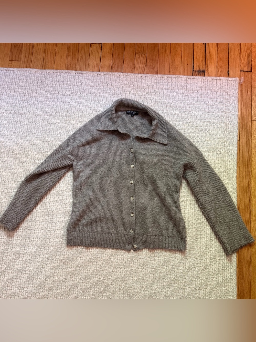 Central Park West Button-Front Collared Cardigan